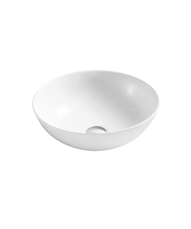 "Umywalka ceramiczna, nablatowa, Ø 40x14,5 cm, bez przelewu, biały połysk"