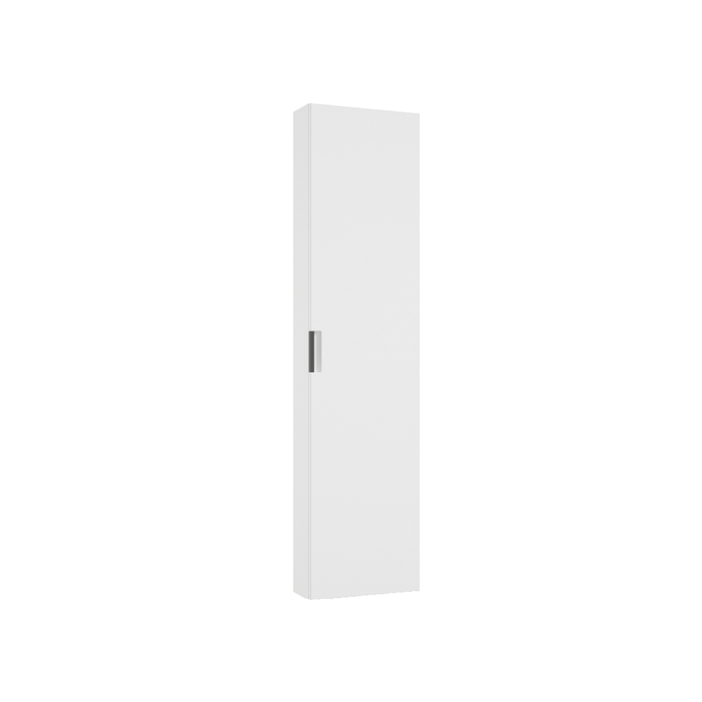 "Słupek wiszący, 42x16,8x170 cm, z systemem soft close, drzwi uniwersalne (lewe/prawe), regulowane półki szklane, biały mat"