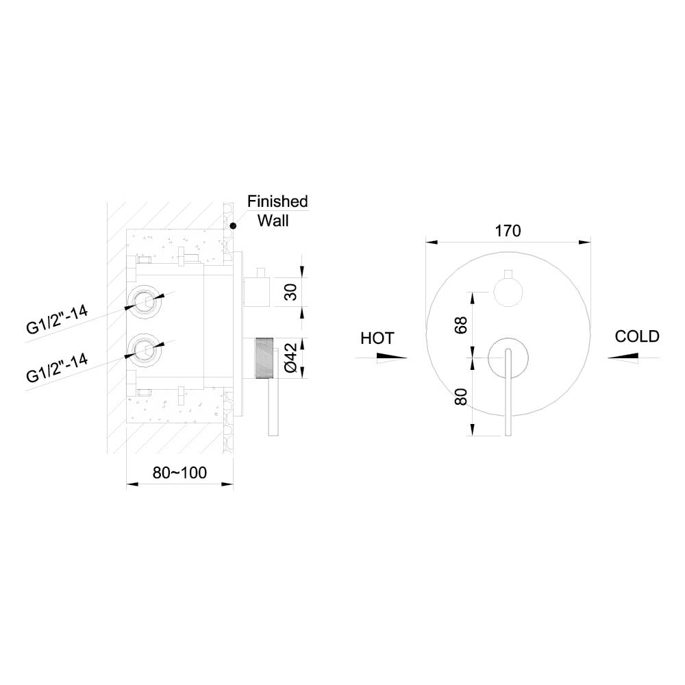 ORI Bateria prysznicowo-wannowa podtynkowa - obrazek 2
