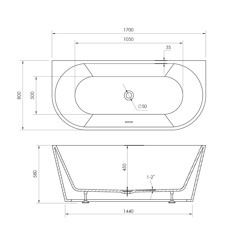 EMILIA 2.0 Wanna wolnostojąca akrylowa - obrazek 2