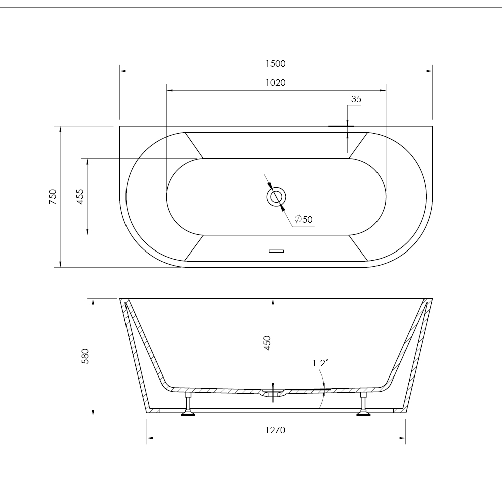 EMILIA 2.0 Wanna wolnostojąca akrylowa - obrazek 2