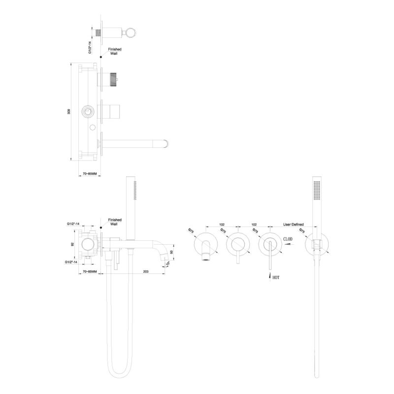 ORI Bateria wannowa podtynkowa 4-otworowa - obrazek 2
