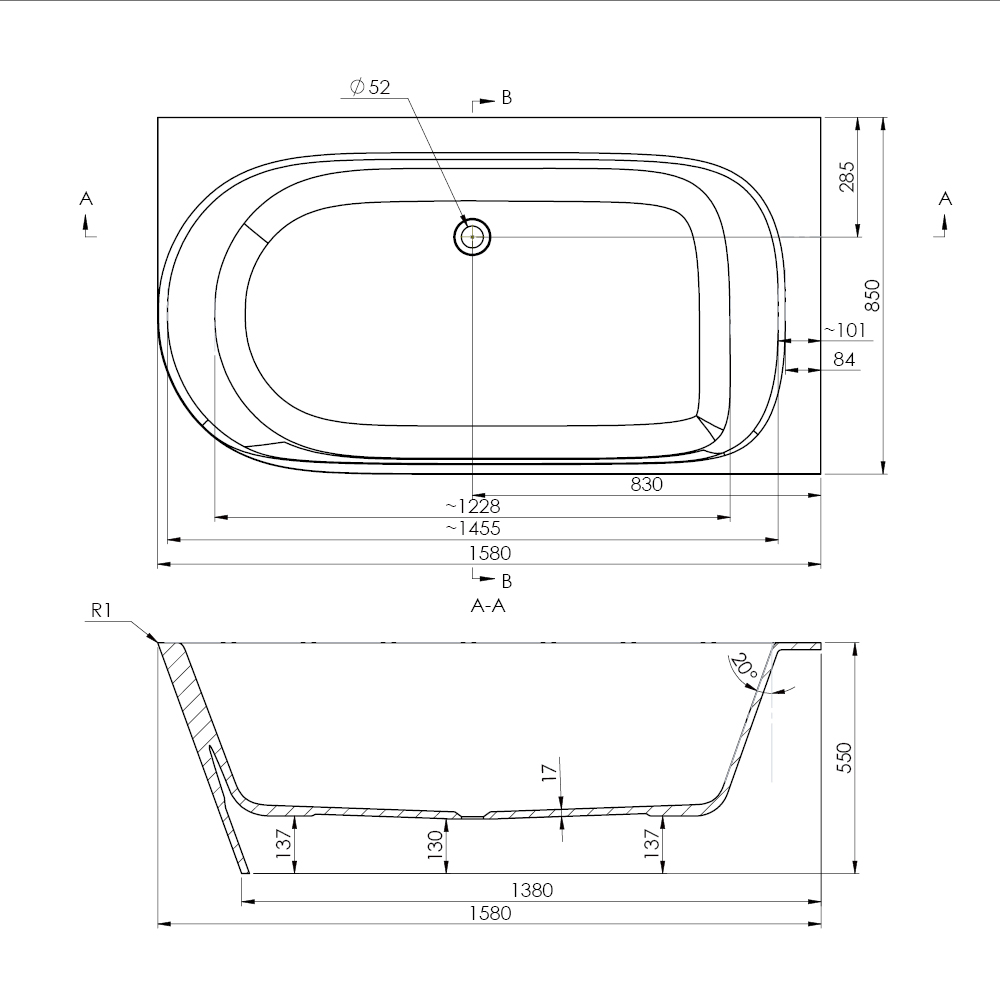 NUVIO Wanna wolnostojąca narożna prawa z konglomeratu - obrazek 2